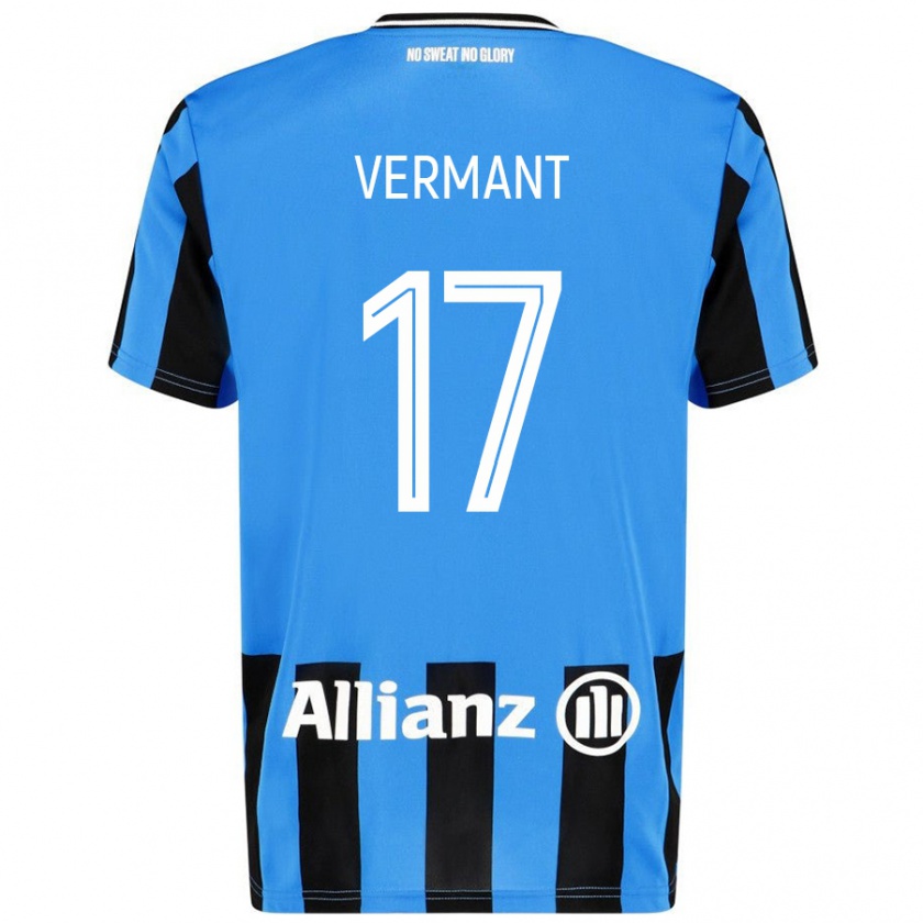 Kandiny Gyermek Romeo Vermant #17 Égszínkék Fekete Hazai Jersey 2024/25 Mez Póló Ing