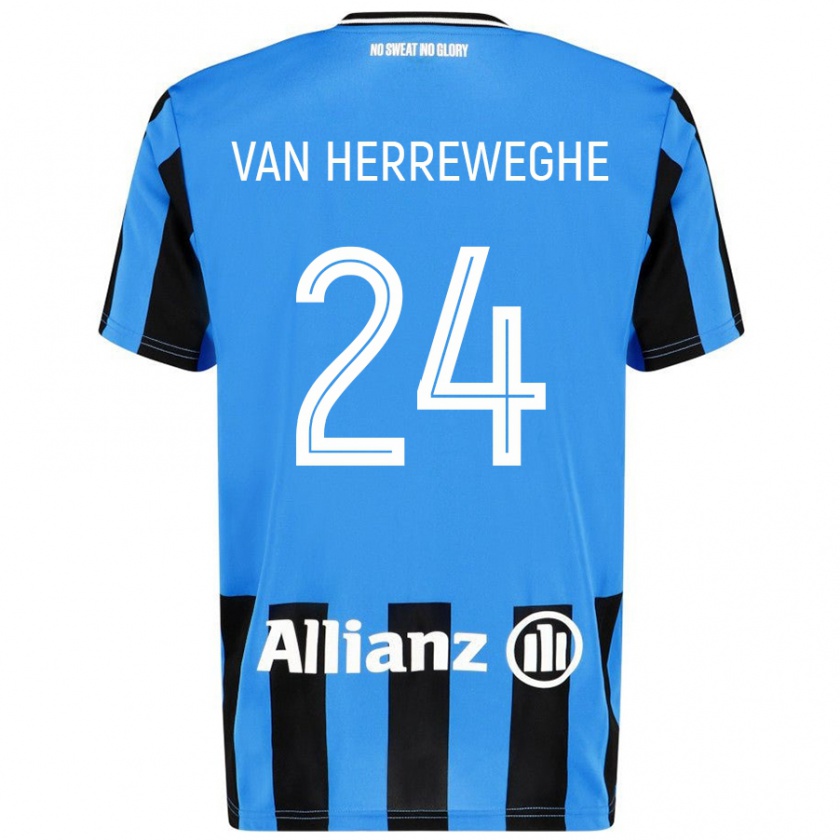 Kandiny Gyermek Febe Van Herreweghe #24 Égszínkék Fekete Hazai Jersey 2024/25 Mez Póló Ing