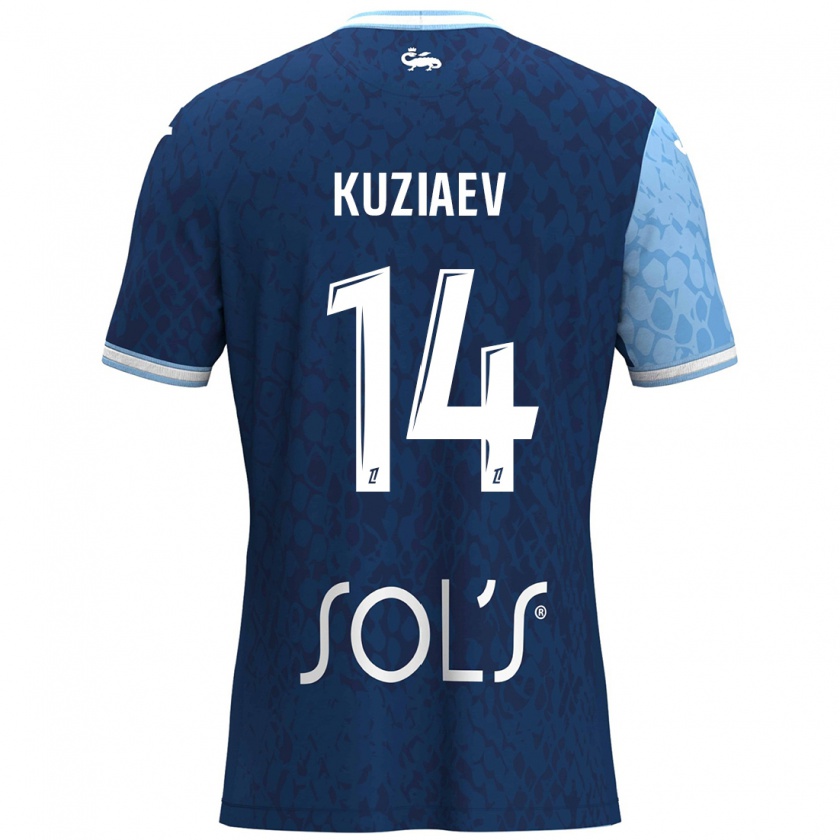 Kandiny Gyermek Daler Kuzyaev #14 Égszínkék Sötétkék Hazai Jersey 2024/25 Mez Póló Ing