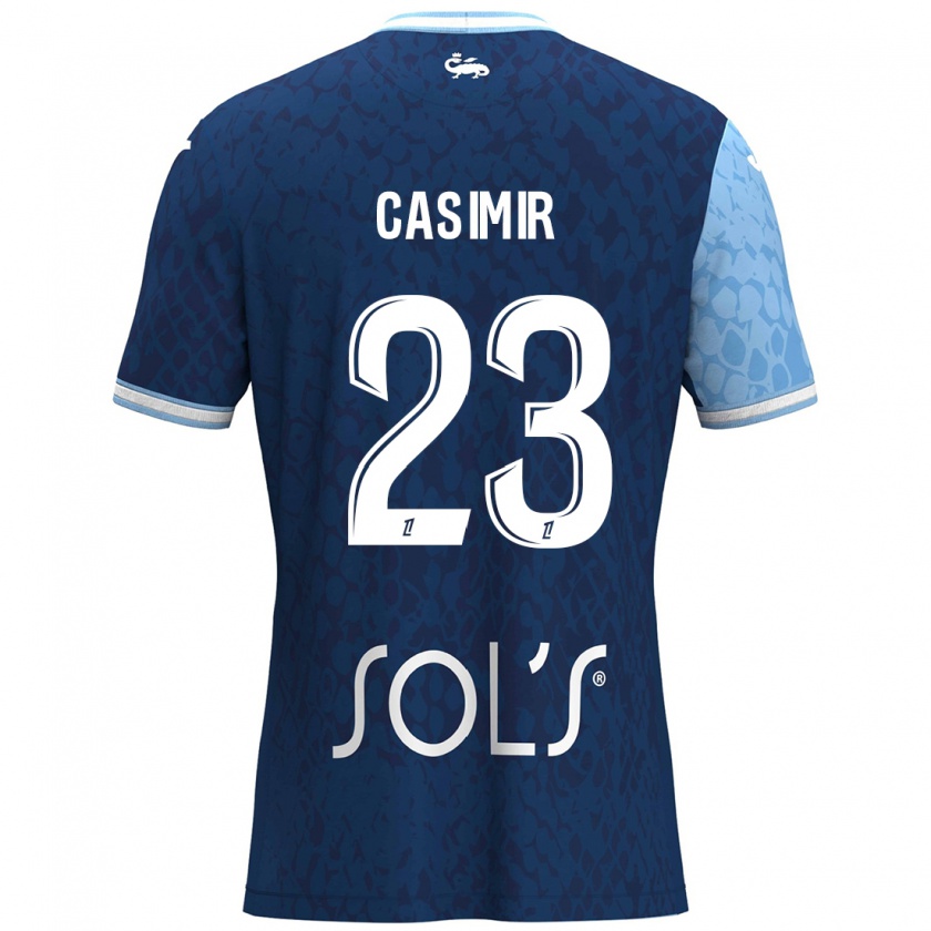 Kandiny Gyermek Josué Casimir #23 Égszínkék Sötétkék Hazai Jersey 2024/25 Mez Póló Ing