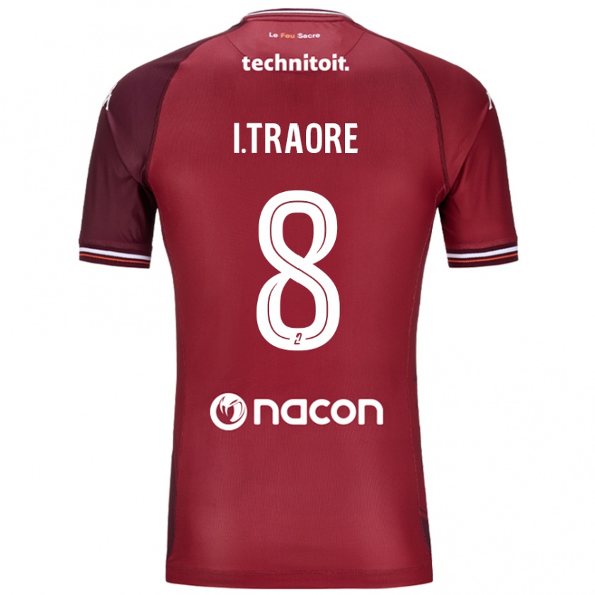 Kandiny Gyermek Ismaël Traoré #8 Piros Granata Hazai Jersey 2024/25 Mez Póló Ing