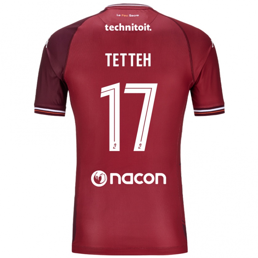 Kandiny Gyermek Benjamin Tetteh #17 Piros Granata Hazai Jersey 2024/25 Mez Póló Ing