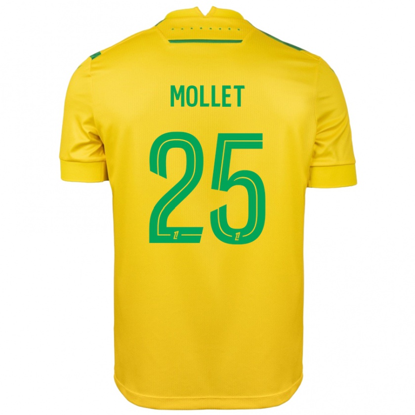 Kandiny Gyermek Florent Mollet #25 Sárga Zöld Hazai Jersey 2024/25 Mez Póló Ing