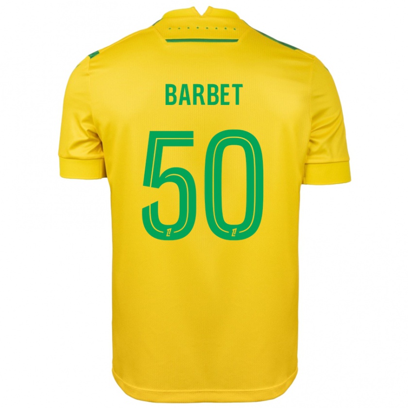 Kandiny Gyermek Hugo Barbet #50 Sárga Zöld Hazai Jersey 2024/25 Mez Póló Ing