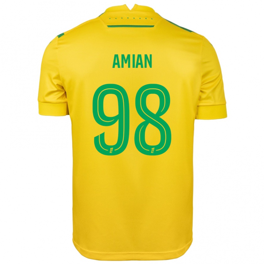 Kandiny Gyermek Kelvin Amian #98 Sárga Zöld Hazai Jersey 2024/25 Mez Póló Ing