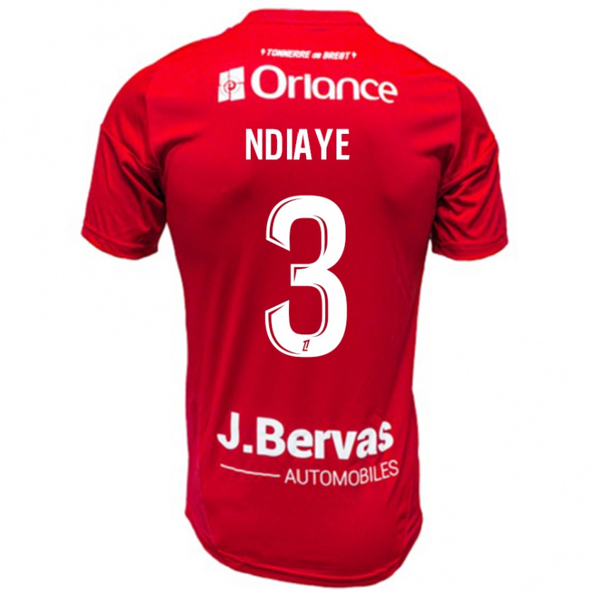 Kandiny Gyermek Abdoulaye Ndiaye #3 Piros Fehér Hazai Jersey 2024/25 Mez Póló Ing