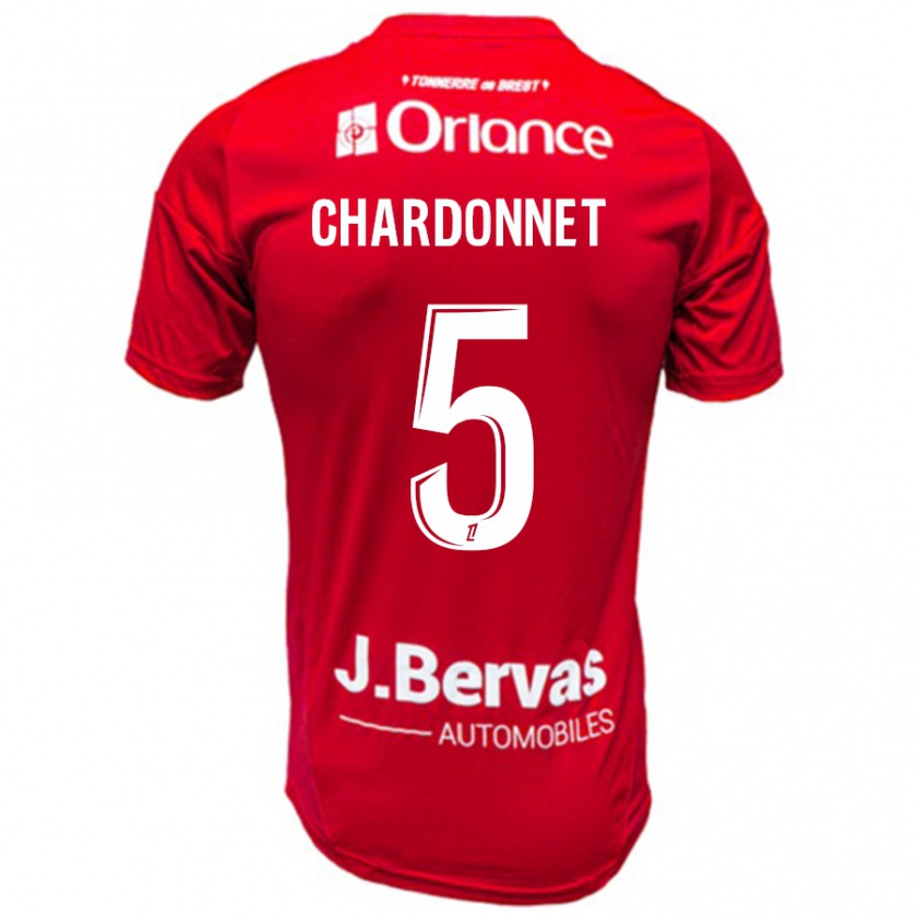 Kandiny Gyermek Brendan Chardonnet #5 Piros Fehér Hazai Jersey 2024/25 Mez Póló Ing