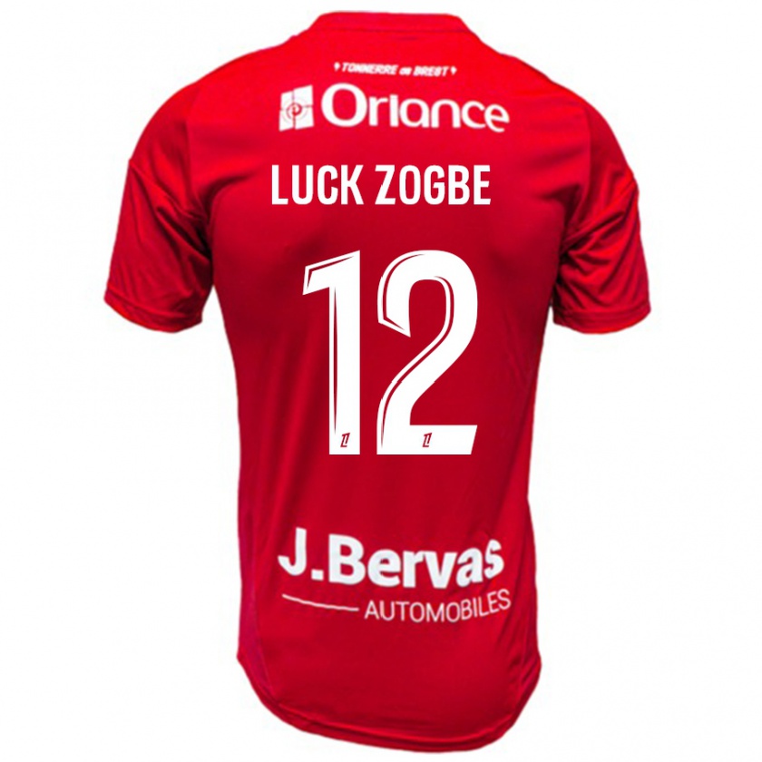 Kandiny Gyermek Luck Zogbé #12 Piros Fehér Hazai Jersey 2024/25 Mez Póló Ing