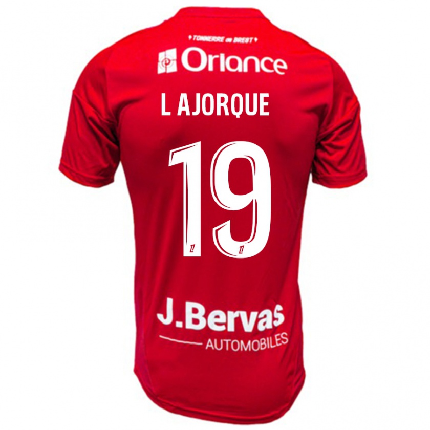 Kandiny Gyermek Ludovic Ajorque #19 Piros Fehér Hazai Jersey 2024/25 Mez Póló Ing