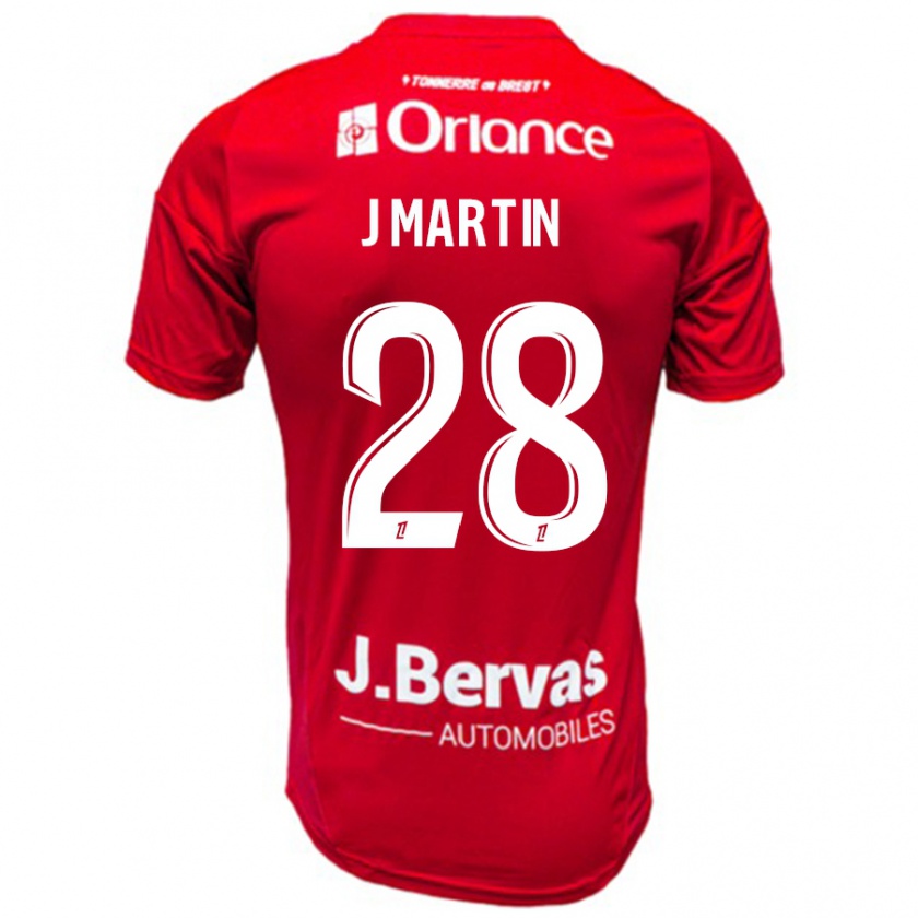 Kandiny Gyermek Jonas Martin #28 Piros Fehér Hazai Jersey 2024/25 Mez Póló Ing