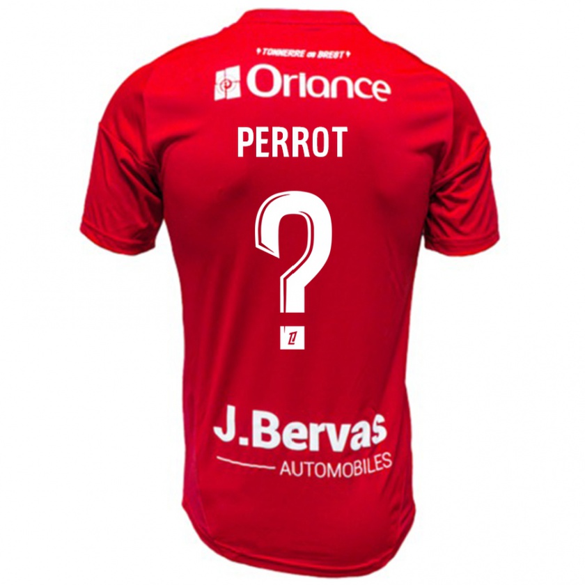 Kandiny Gyermek Maël Perrot #0 Piros Fehér Hazai Jersey 2024/25 Mez Póló Ing