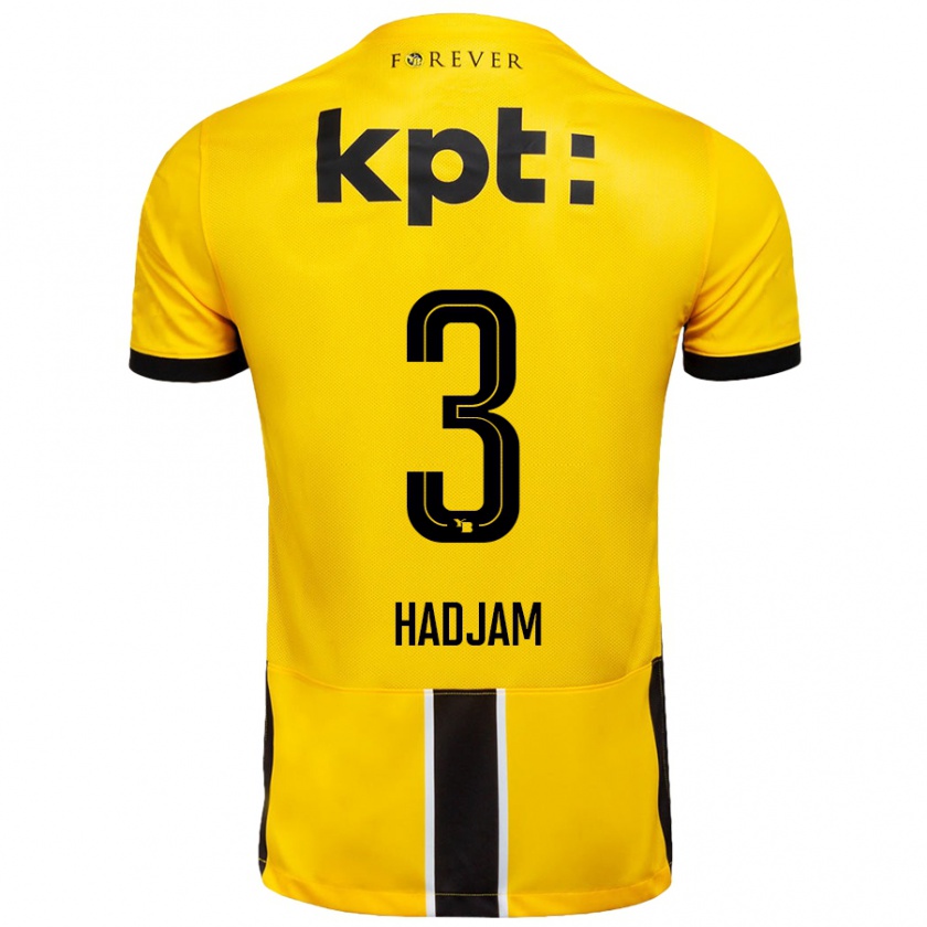 Kandiny Gyermek Jaouen Hadjam #3 Sárga Fekete Hazai Jersey 2024/25 Mez Póló Ing