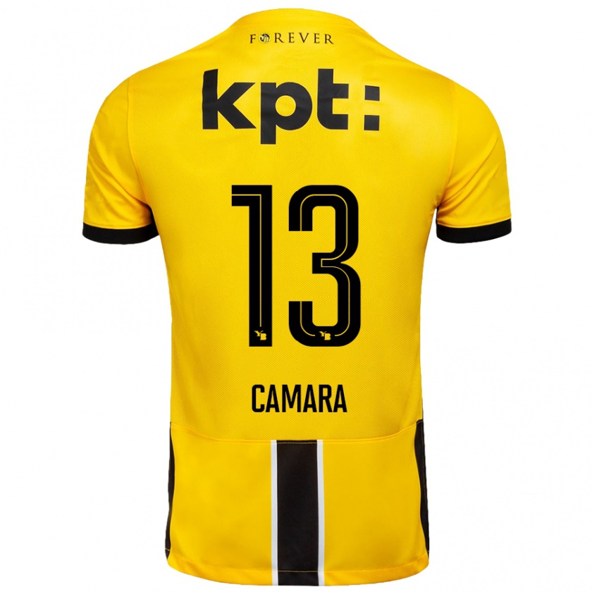 Kandiny Gyermek Mohamed Camara #13 Sárga Fekete Hazai Jersey 2024/25 Mez Póló Ing