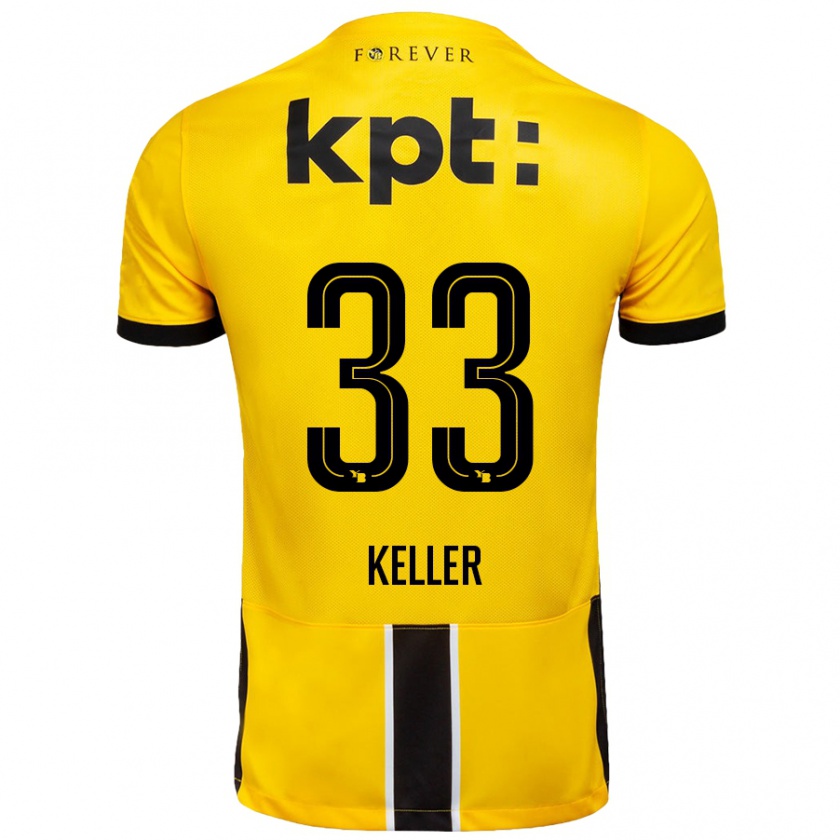 Kandiny Gyermek Marvin Keller #33 Sárga Fekete Hazai Jersey 2024/25 Mez Póló Ing