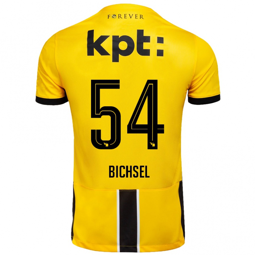 Kandiny Gyermek Joel Bichsel #54 Sárga Fekete Hazai Jersey 2024/25 Mez Póló Ing