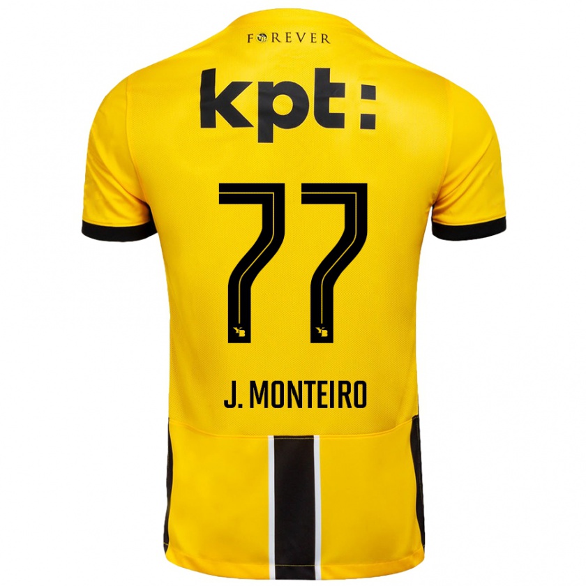 Kandiny Gyermek Joël Monteiro #77 Sárga Fekete Hazai Jersey 2024/25 Mez Póló Ing