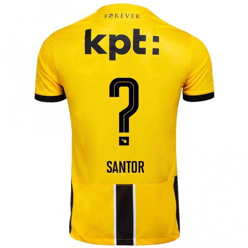 Kandiny Gyermek Luca Santor #0 Sárga Fekete Hazai Jersey 2024/25 Mez Póló Ing