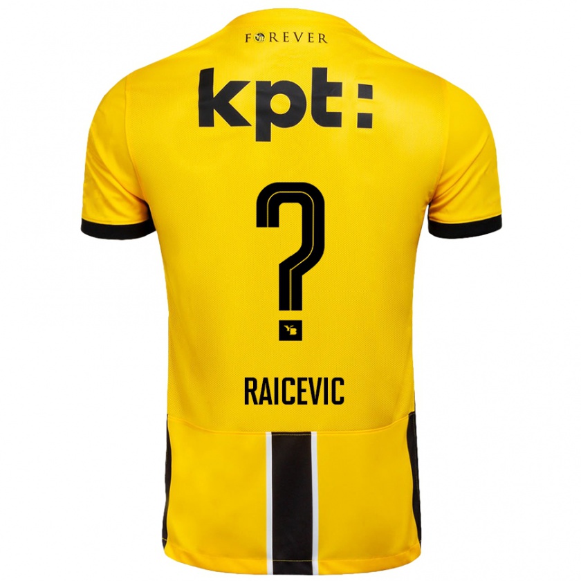 Kandiny Gyermek Stevan Raicevic #0 Sárga Fekete Hazai Jersey 2024/25 Mez Póló Ing