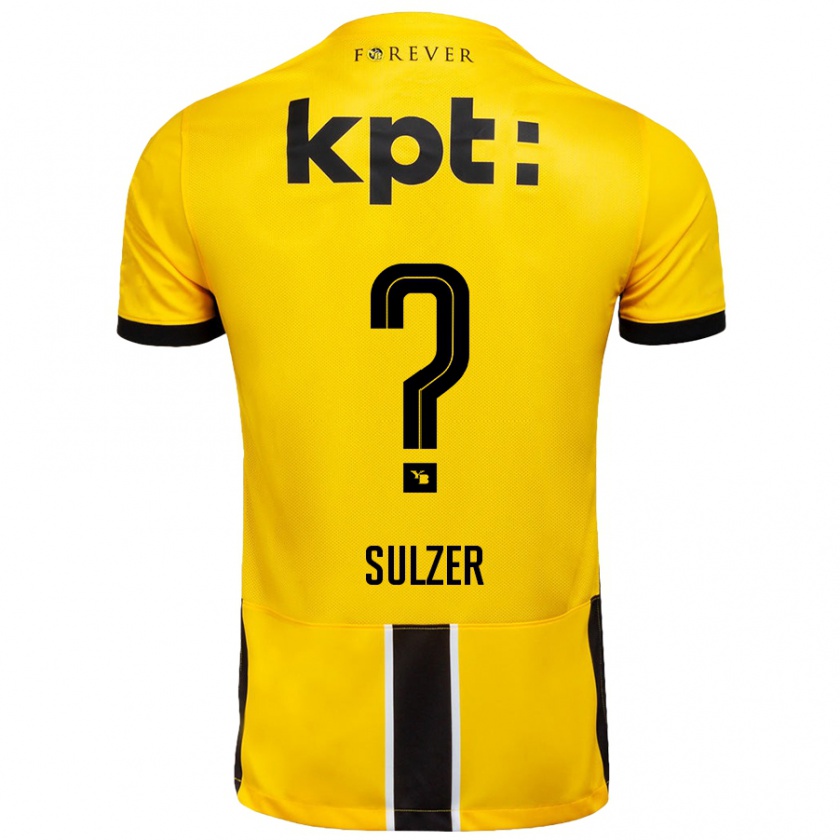 Kandiny Gyermek Ilija Sulzer #0 Sárga Fekete Hazai Jersey 2024/25 Mez Póló Ing