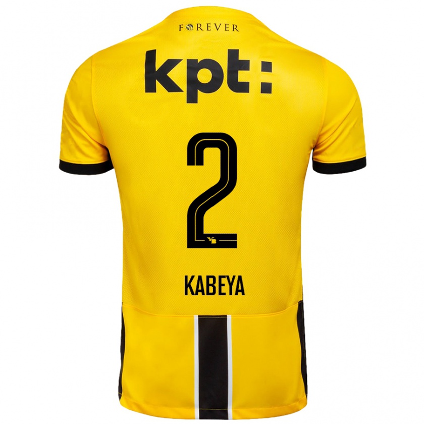 Kandiny Gyermek Benjamin Kabeya #2 Sárga Fekete Hazai Jersey 2024/25 Mez Póló Ing