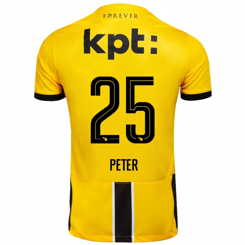 Kandiny Gyermek Luc Peter #25 Sárga Fekete Hazai Jersey 2024/25 Mez Póló Ing