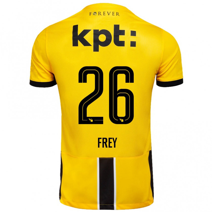 Kandiny Gyermek Laura Frey #26 Sárga Fekete Hazai Jersey 2024/25 Mez Póló Ing