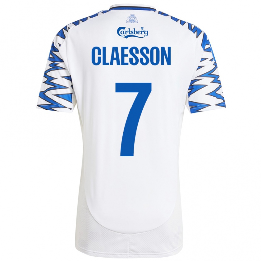 Kandiny Gyermek Viktor Claesson #7 Fehér Ég Kék Hazai Jersey 2024/25 Mez Póló Ing