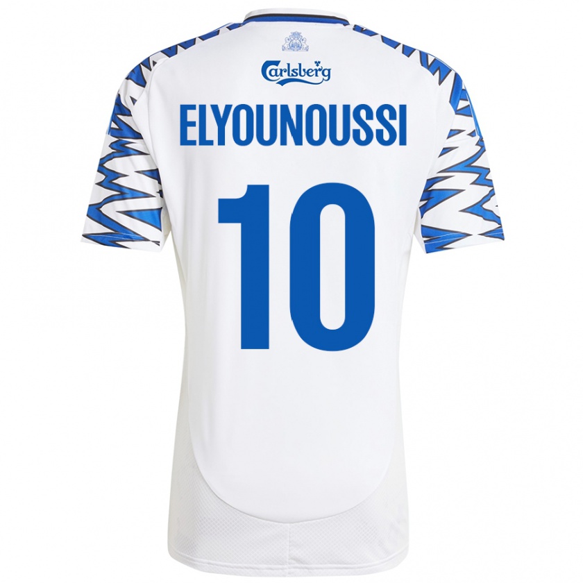 Kandiny Gyermek Mohamed Elyounoussi #10 Fehér Ég Kék Hazai Jersey 2024/25 Mez Póló Ing