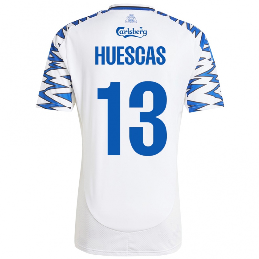 Kandiny Gyermek Rodrigo Huescas #13 Fehér Ég Kék Hazai Jersey 2024/25 Mez Póló Ing