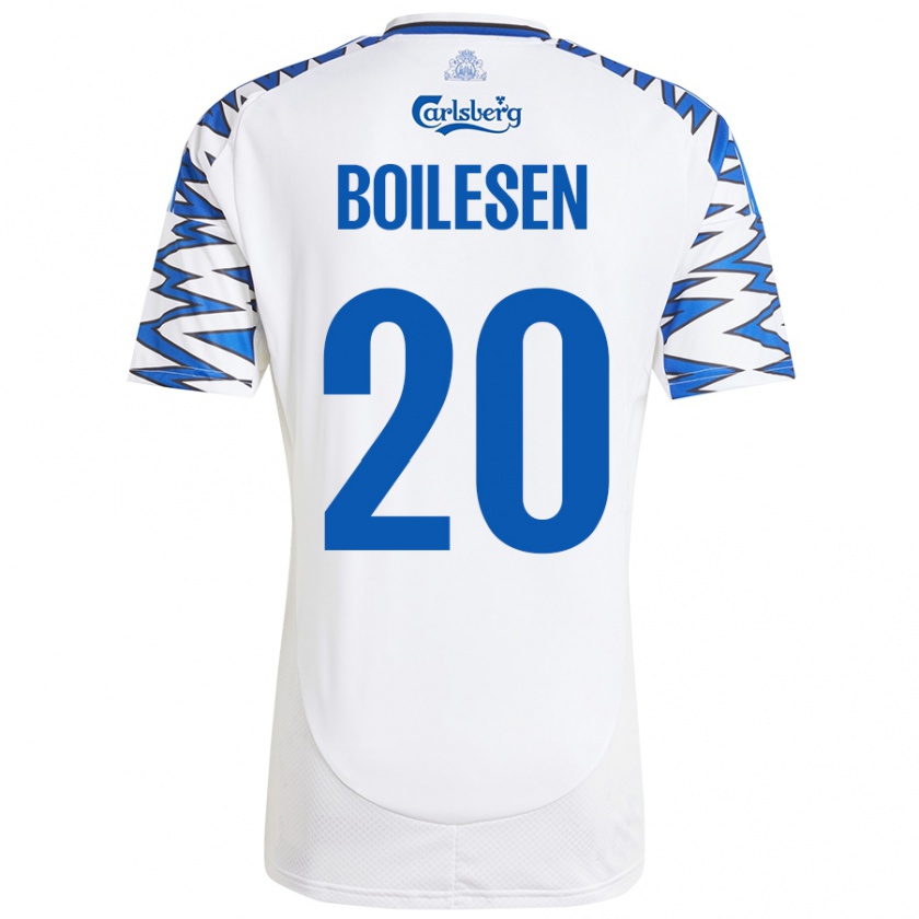 Kandiny Gyermek Nicolai Boilesen #20 Fehér Ég Kék Hazai Jersey 2024/25 Mez Póló Ing