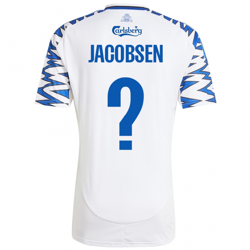 Kandiny Gyermek Holger Jacobsen #0 Fehér Ég Kék Hazai Jersey 2024/25 Mez Póló Ing