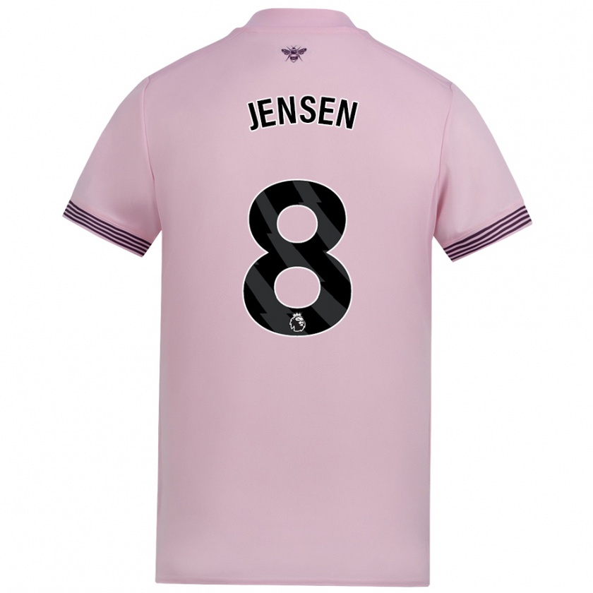 Kandiny Gyermek Mathias Jensen #8 Rózsaszín Idegenbeli Jersey 2024/25 Mez Póló Ing