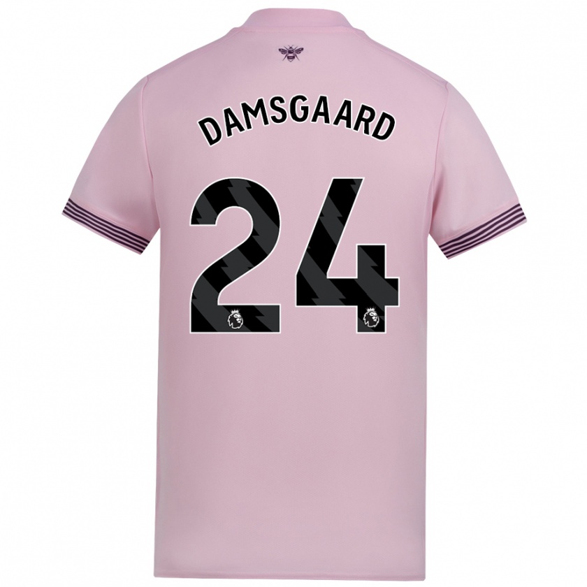 Kandiny Gyermek Mikkel Damsgaard #24 Rózsaszín Idegenbeli Jersey 2024/25 Mez Póló Ing