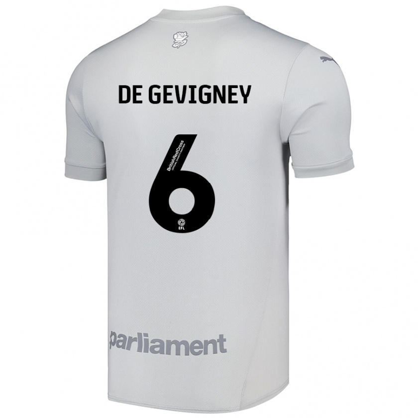 Kandiny Gyermek Maël De Gevigney #6 Ezüstszürke Idegenbeli Jersey 2024/25 Mez Póló Ing