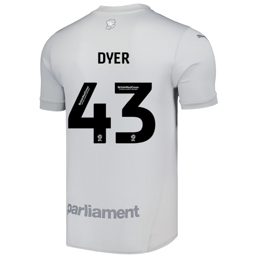 Kandiny Gyermek Josiah Dyer #43 Ezüstszürke Idegenbeli Jersey 2024/25 Mez Póló Ing