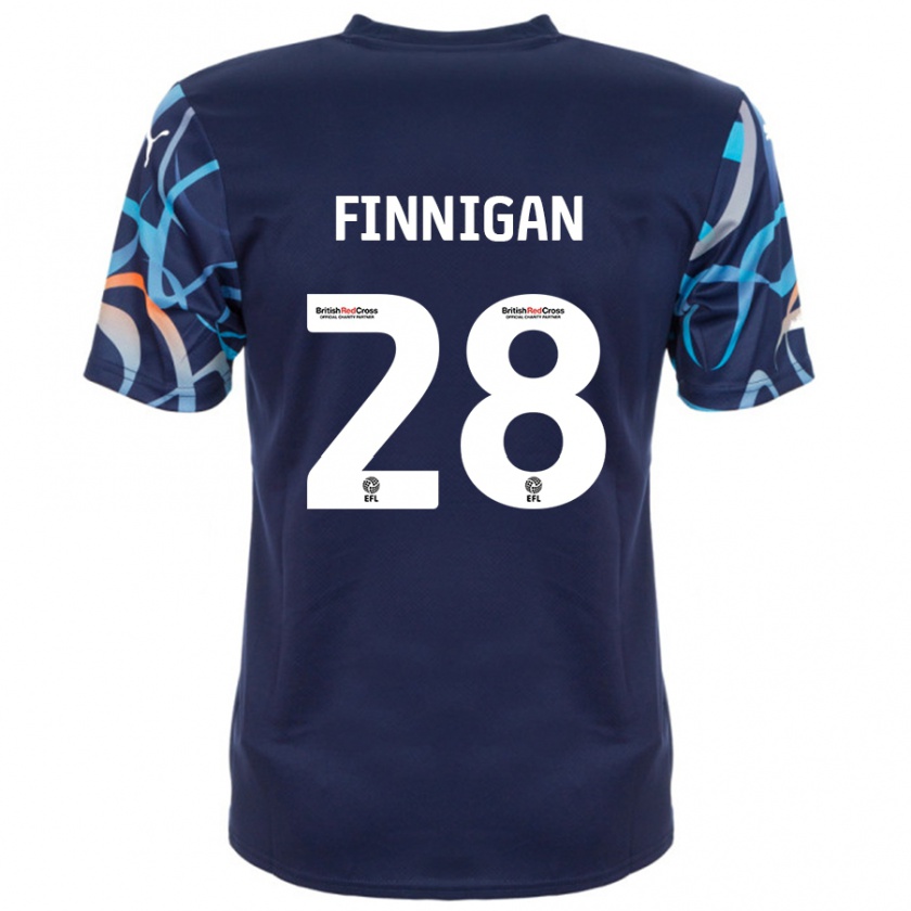 Kandiny Gyermek Ryan Finnigan #28 Sötétkék Idegenbeli Jersey 2024/25 Mez Póló Ing