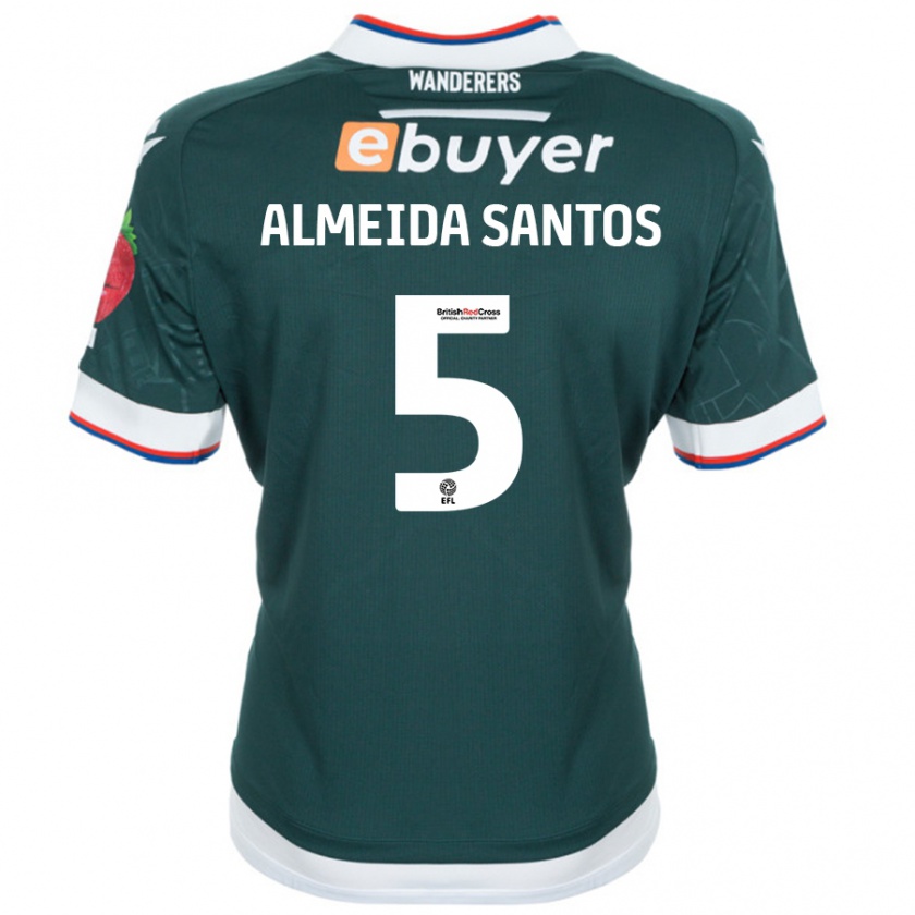 Kandiny Gyermek Ricardo Santos #5 Sötétzöld Idegenbeli Jersey 2024/25 Mez Póló Ing