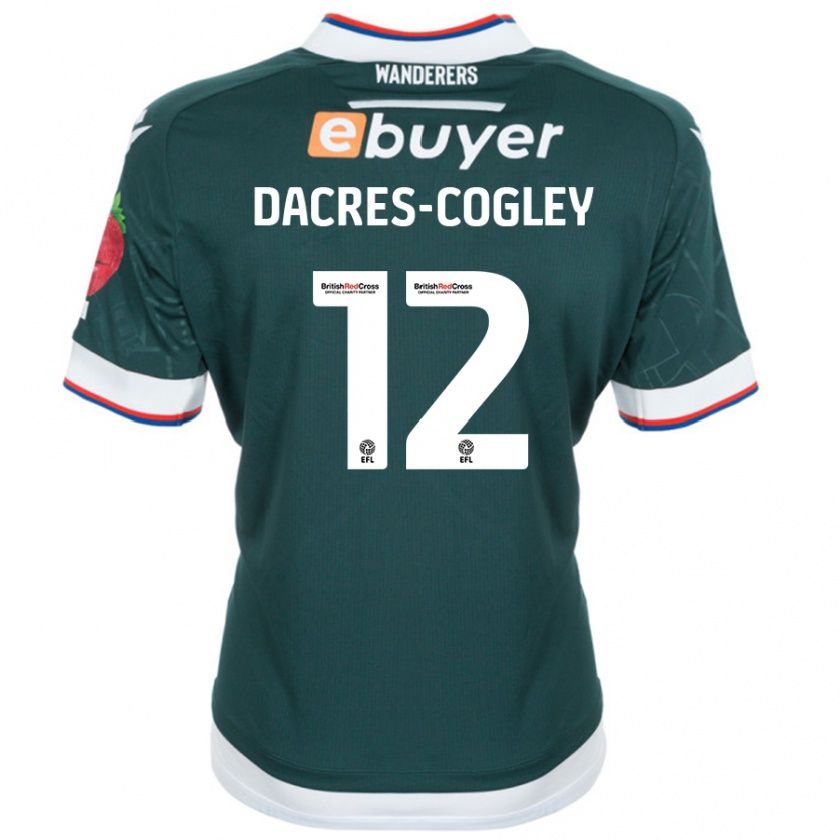 Kandiny Gyermek Josh Dacres-Cogley #12 Sötétzöld Idegenbeli Jersey 2024/25 Mez Póló Ing