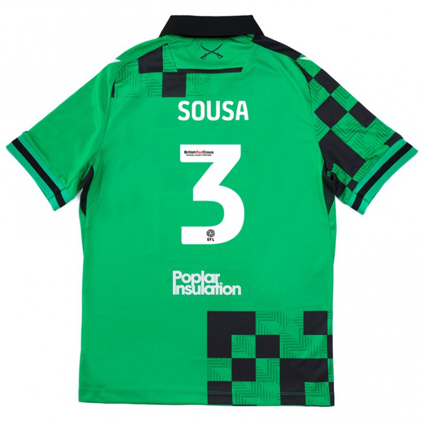 Kandiny Gyermek Lino Sousa #3 Zöld Fekete Idegenbeli Jersey 2024/25 Mez Póló Ing