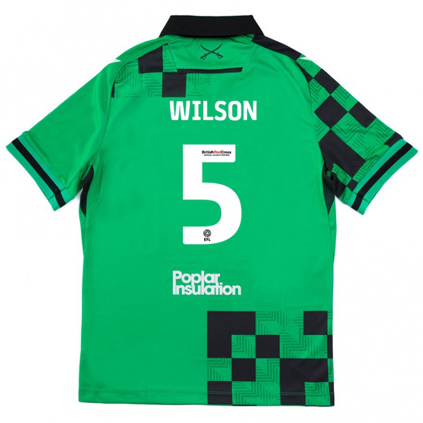 Kandiny Gyermek James Wilson #5 Zöld Fekete Idegenbeli Jersey 2024/25 Mez Póló Ing