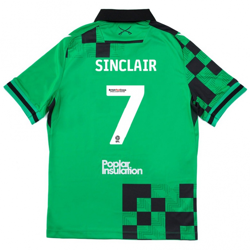 Kandiny Gyermek Scott Sinclair #7 Zöld Fekete Idegenbeli Jersey 2024/25 Mez Póló Ing