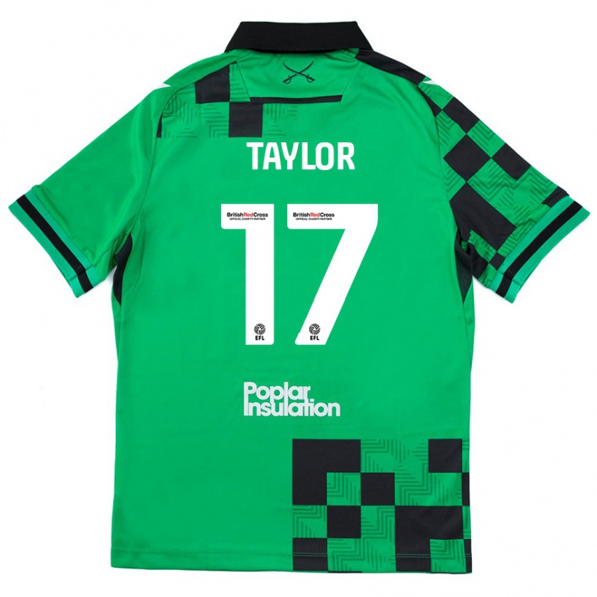 Kandiny Gyermek Connor Taylor #17 Zöld Fekete Idegenbeli Jersey 2024/25 Mez Póló Ing