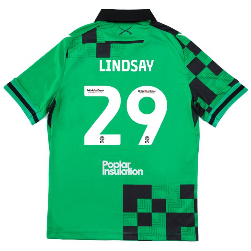 Kandiny Gyermek Jamie Lindsay #29 Zöld Fekete Idegenbeli Jersey 2024/25 Mez Póló Ing