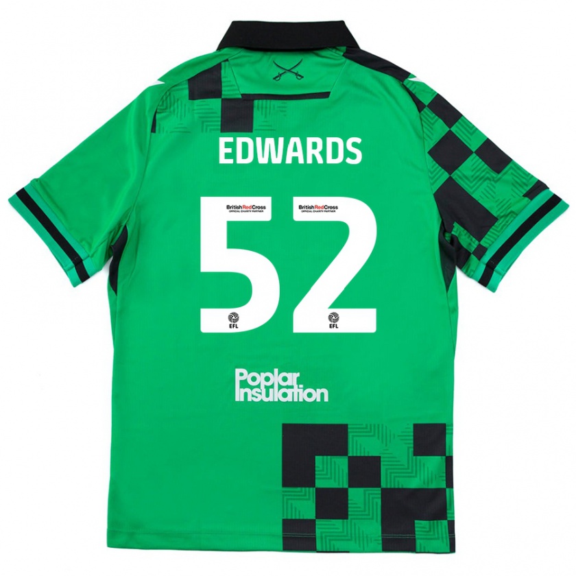 Kandiny Gyermek Max Edwards #52 Zöld Fekete Idegenbeli Jersey 2024/25 Mez Póló Ing