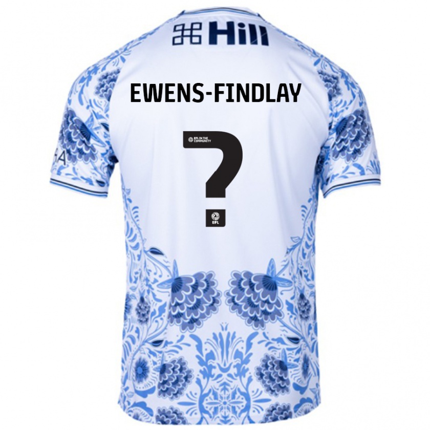 Kandiny Gyermek Ty Ewens-Findlay #0 Fehér Kék Idegenbeli Jersey 2024/25 Mez Póló Ing