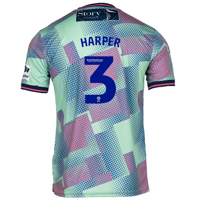 Kandiny Gyermek Cameron Harper #3 Zöld Idegenbeli Jersey 2024/25 Mez Póló Ing