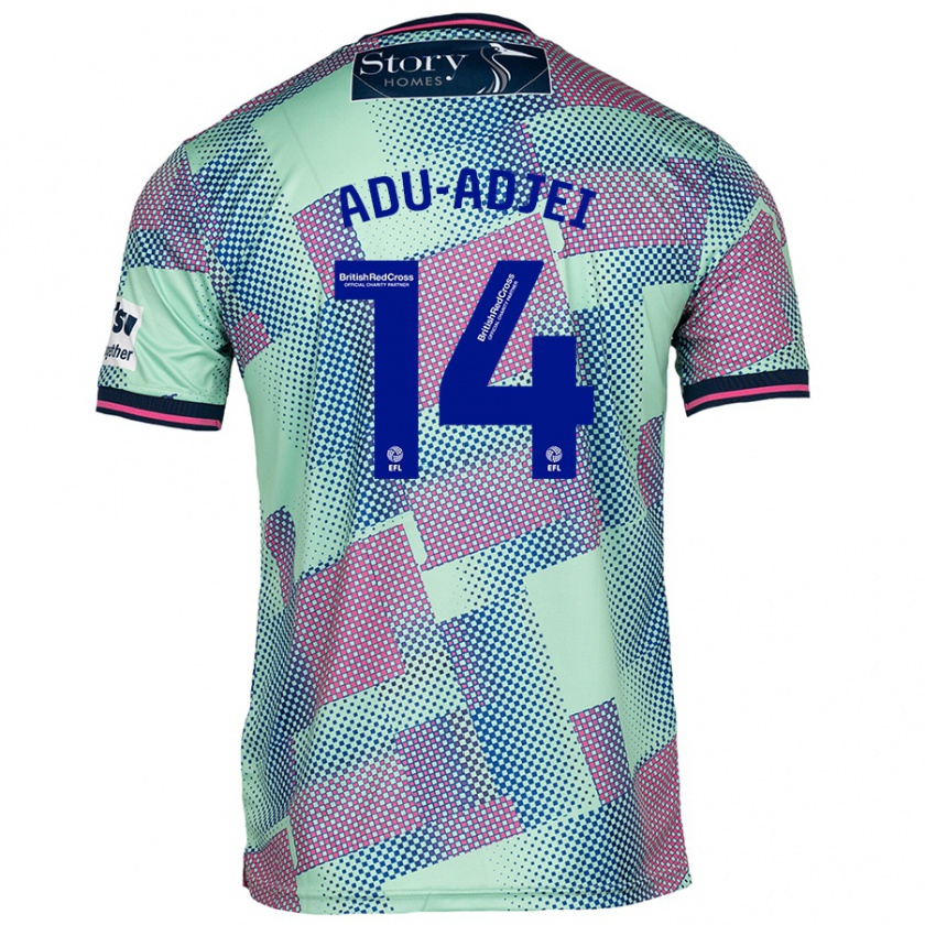 Kandiny Gyermek Daniel Adu-Adjei #14 Zöld Idegenbeli Jersey 2024/25 Mez Póló Ing