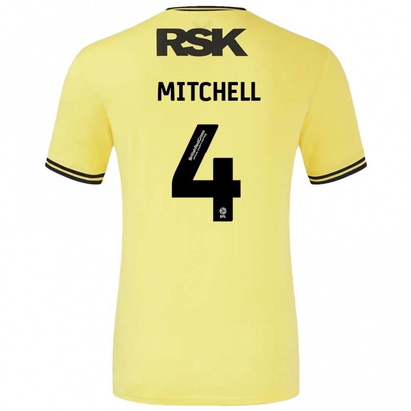 Kandiny Gyermek Alex Mitchell #4 Sárga Fekete Idegenbeli Jersey 2024/25 Mez Póló Ing