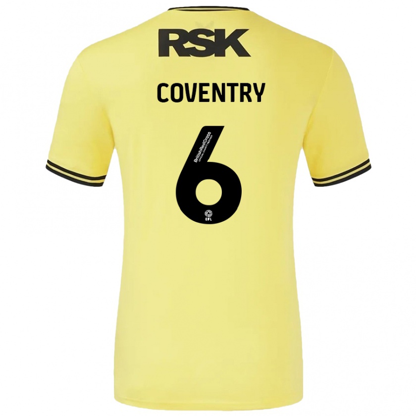 Kandiny Gyermek Conor Coventry #6 Sárga Fekete Idegenbeli Jersey 2024/25 Mez Póló Ing