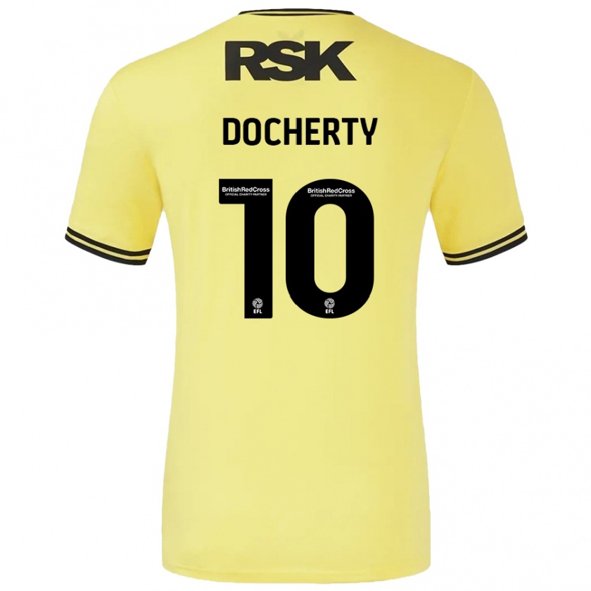 Kandiny Gyermek Greg Docherty #10 Sárga Fekete Idegenbeli Jersey 2024/25 Mez Póló Ing